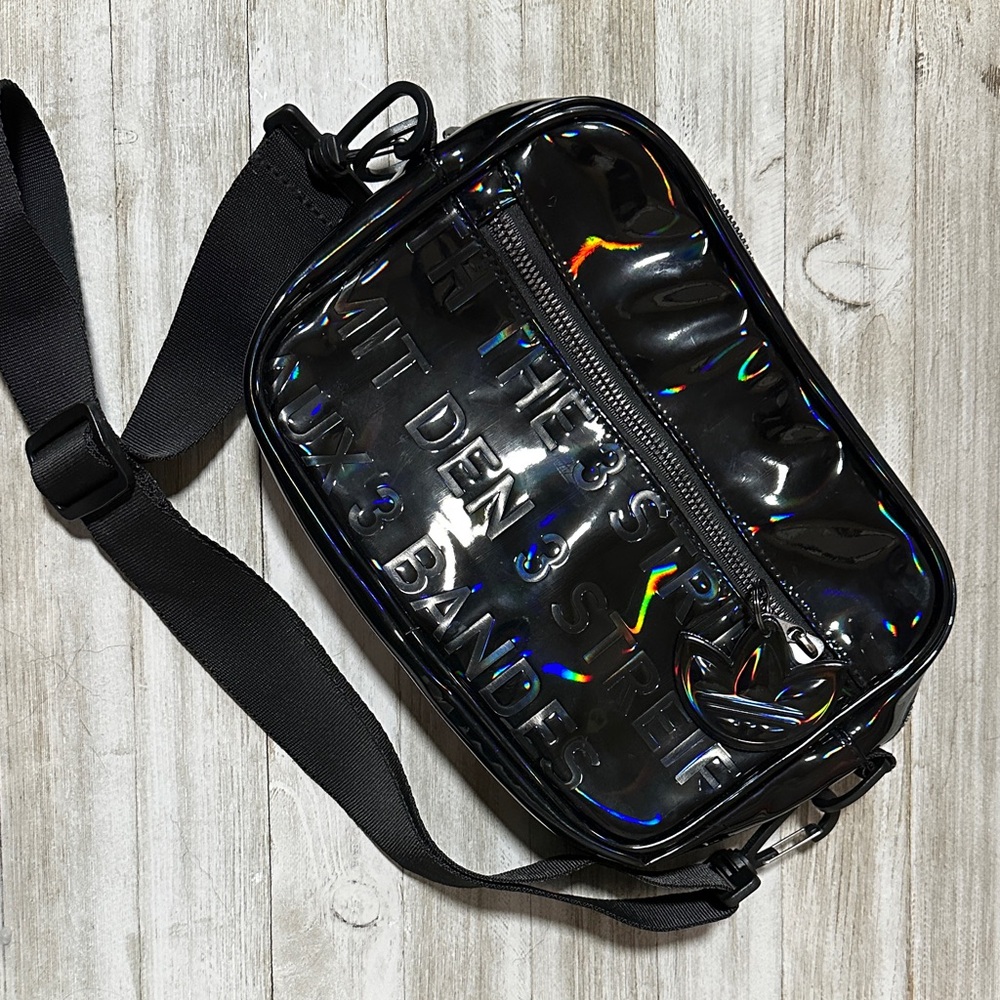 Y2K adidas Black Holographic Crossbody Bag